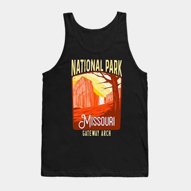Vintage Gateway Arch National Park Missouri Tank Top by Alien Bee Outdoors